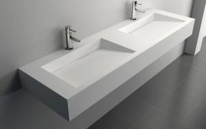 modern sleek design solid surface bathroom sink, wall hang style