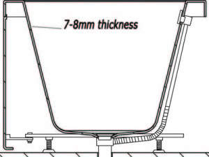 acrylic tub with 7mm tickness edge