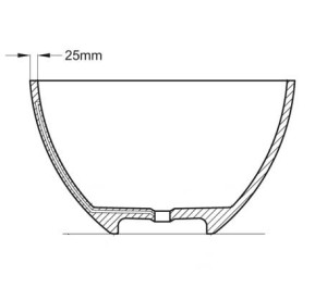 thickness of a stone bathtub is 25mm