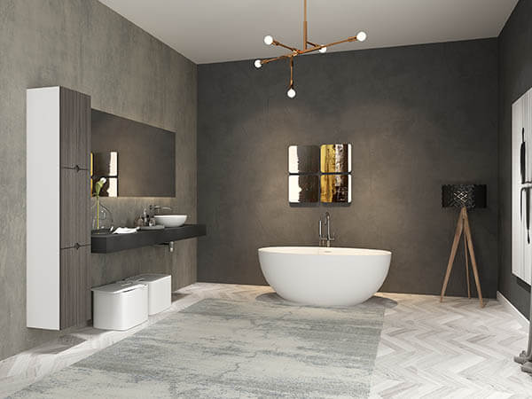 oval baths and basins AT8005 together to decor the modern bathroom space