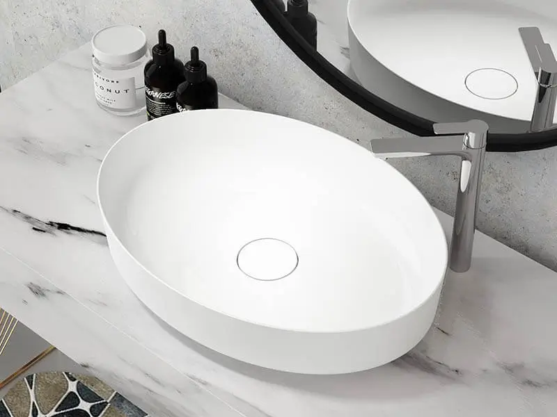 Oval shaped solid surface modern washbasin AT8220